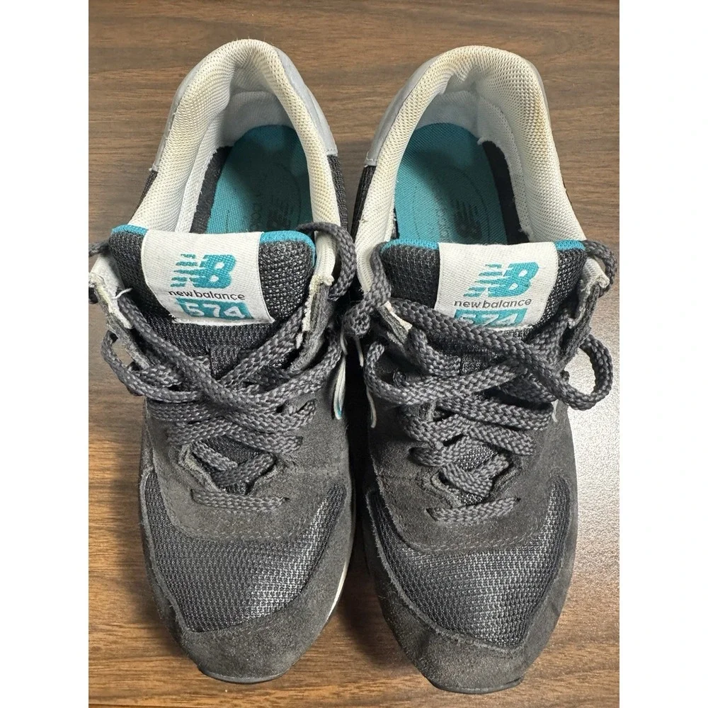 New Balance 574 Navy Blue Turquoise Sneakers Shoes Women's 8‎